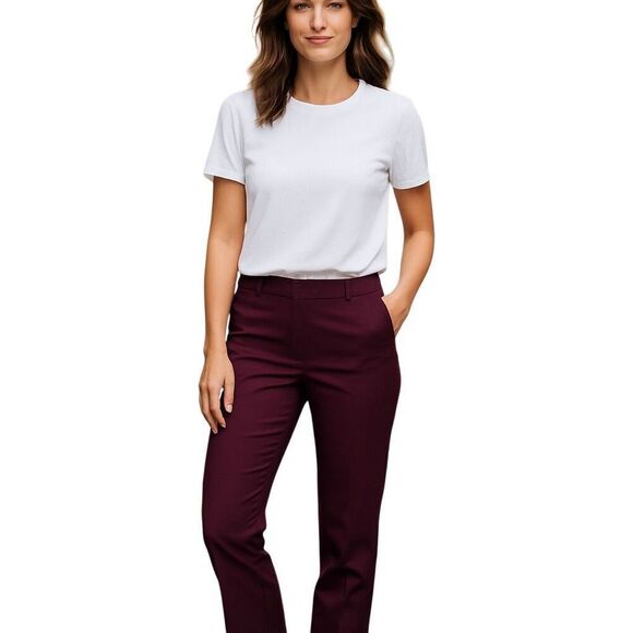 Lee Women’s Relaxed Fit Straight Leg Burgundy Pants Size 8 Medium - Picture 1 of 10